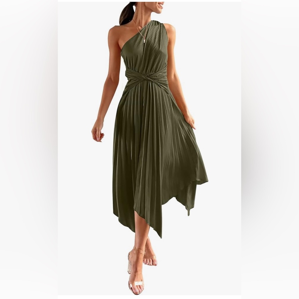 Never Worn One Shoulder Dress with Waist Embellishment